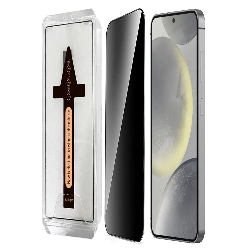 For Samsung Galaxy S24 Anti Spy Tempered Glass Screen Protector with Automatic Dust Removal Tool - 1