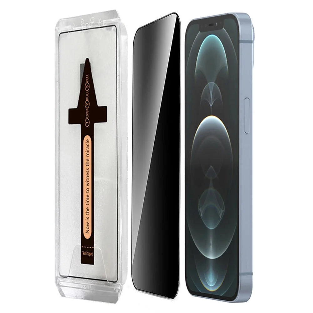 For iPhone 12 Pro / 12 Anti Spy Tempered Glass Screen Protector with Automatic Dust Removal Tool - 1
