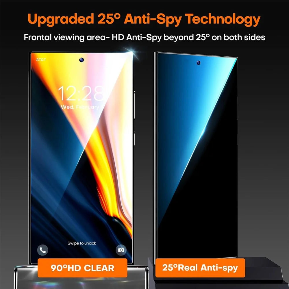 2Pcs For Samsung Galaxy S25 Ultra Anti Spy High Aluminium Silicon Glass Screen Protector (Fingerprint Unlock) - 2