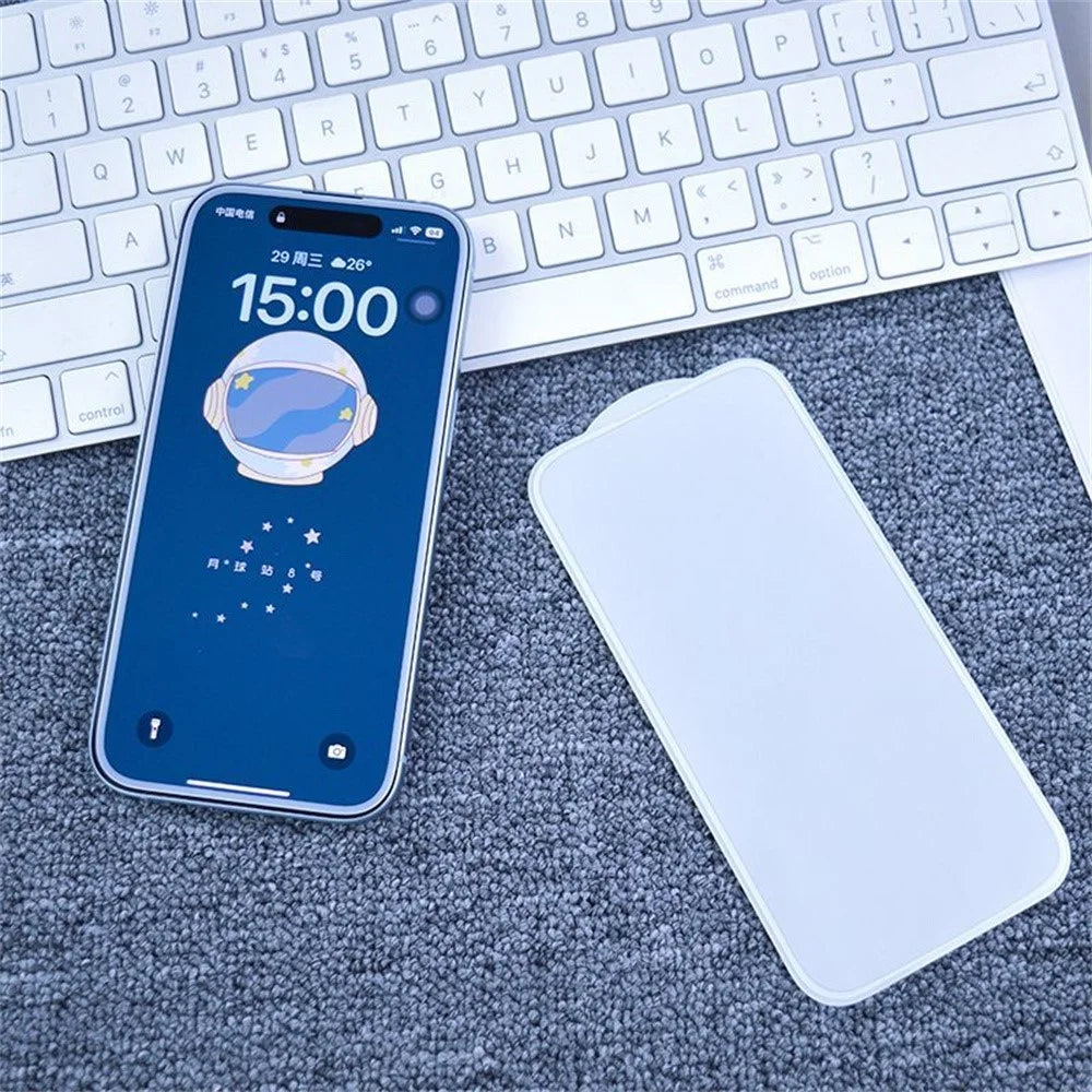 For iPhone 14 Plus / 13 Pro Max Screen Protector Full Glue Electroplated White Edge High Aluminum Silicone Glass Film - 3