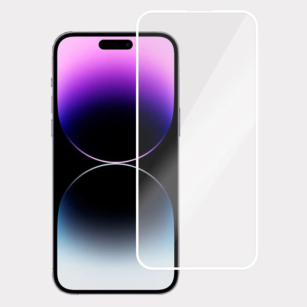 For iPhone 14 Pro Max Screen Protector Full Glue Electroplated White Edge High Aluminum Silicone Glass Film - 1