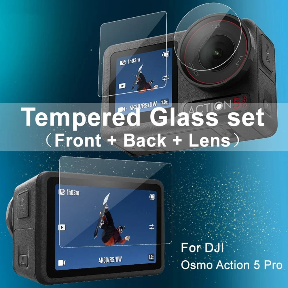 IMAK 1 Set Action Camera Screen Film for DJI Osmo Action 5 Pro Tempered Glass Screen Protector (Front Screen + Rear Screen + Lens) - 3
