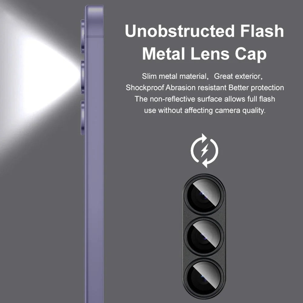 IMAK For Samsung Galaxy S25 Camera Lens Film Metal Lens Cap + Tempered Glass Lens Protector - Black - 6