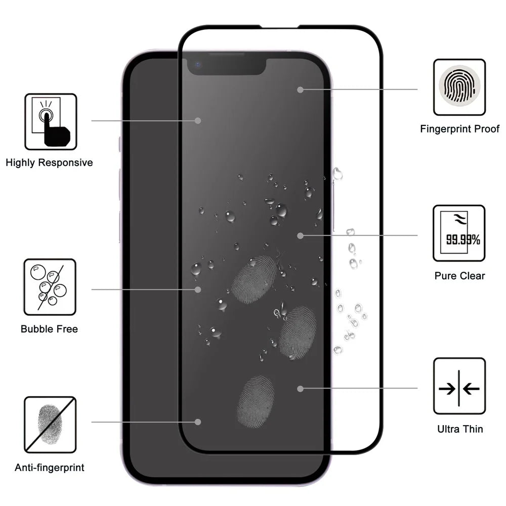 For iPhone 17e / 16e AGC Tempered Glass with Black Edge Full Glue Full Coverage Screen Protector - 2
