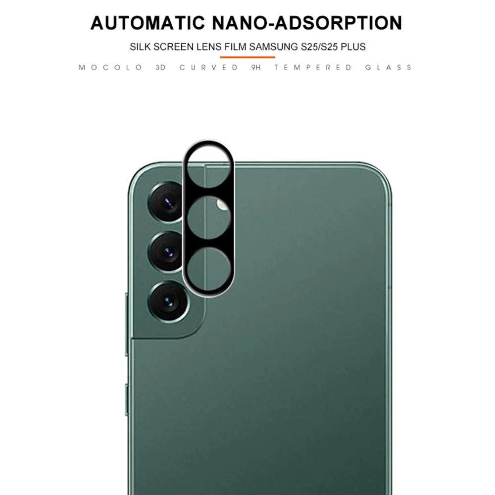 MOCOLO For Samsung Galaxy S25 Camera Lens Protector Silk Printing Tempered Glass Lens Film - Black - 2