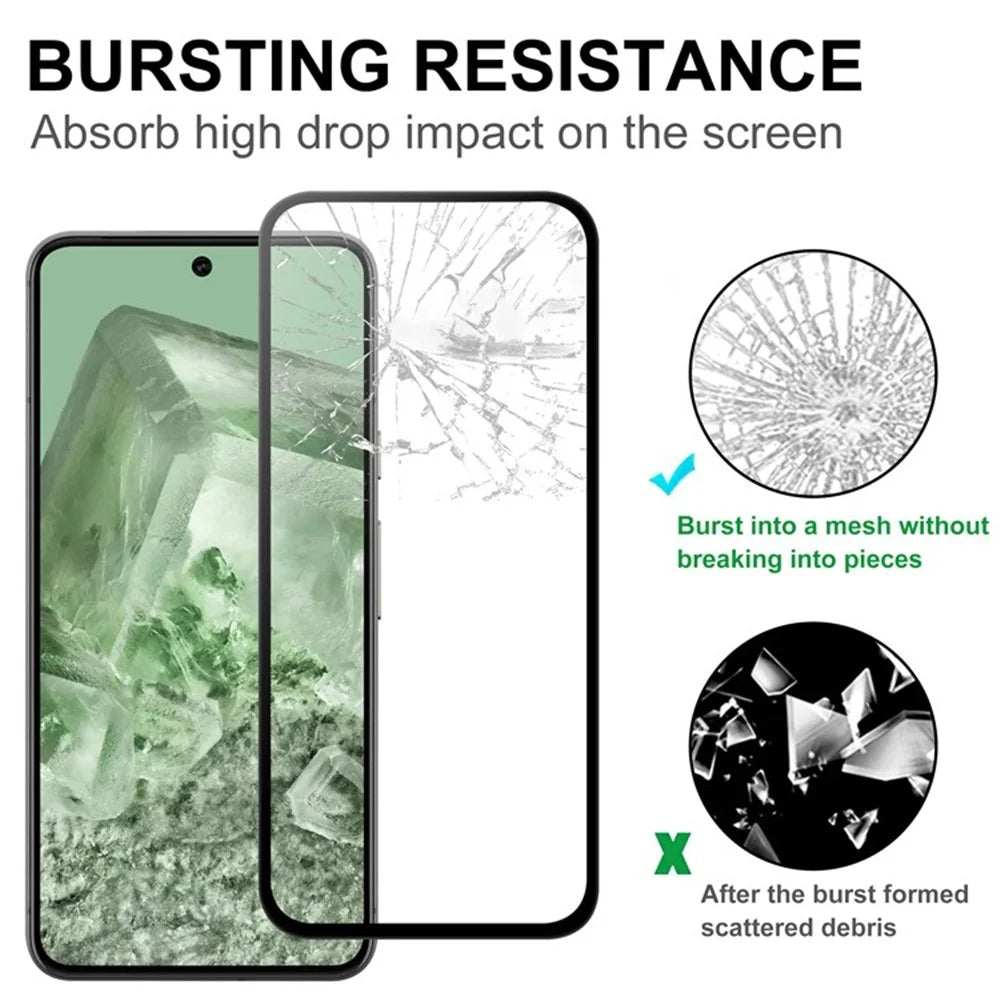 For Google Pixel 9a AGC Tempered Glass with Black Edge Full Glue Full Coverage Screen Protector - 4