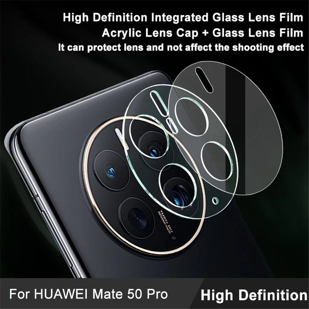 IMAK For Huawei Mate 50 Pro 4G Camera Lens Protector HD Tempered Glass Camera Lens Film + Acrylic Lens Cap - 4
