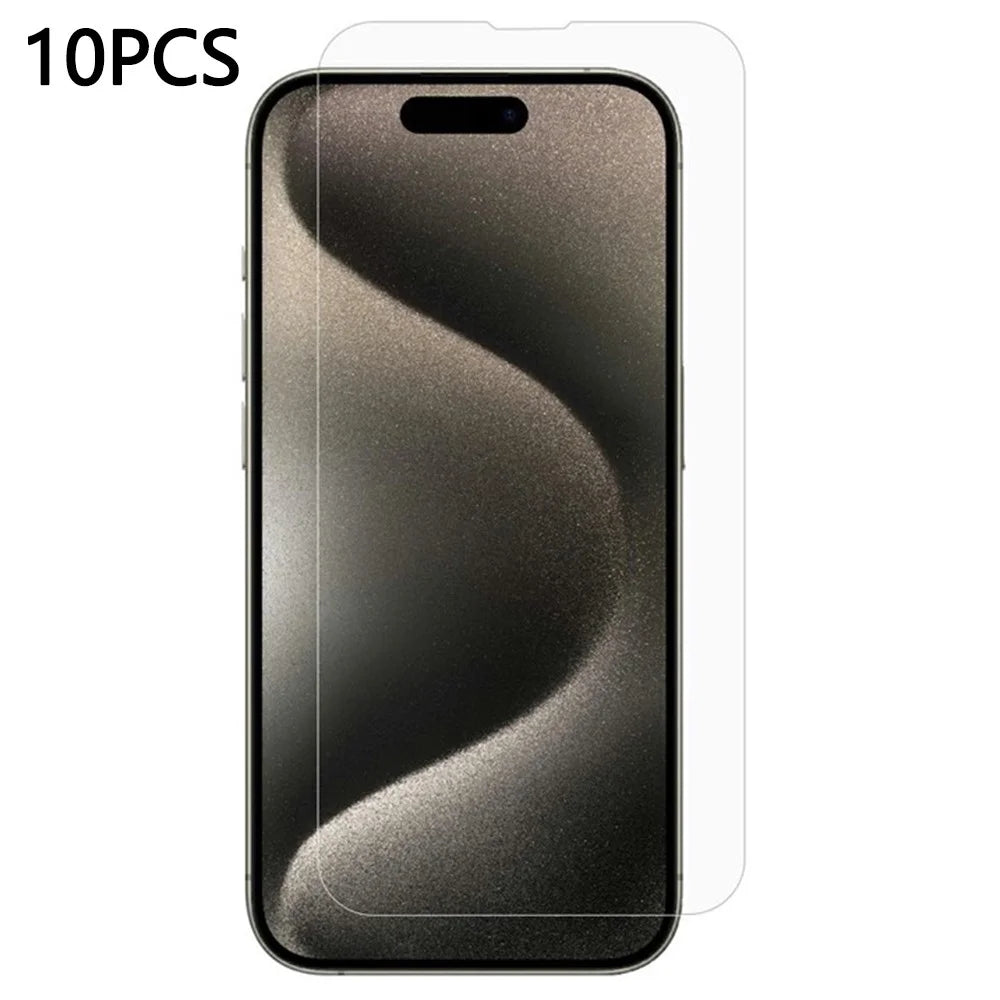 10Pcs  /  Pack For iPhone 15 Pro Screen Protector 2.5D High Aluminium-Silicon Glass Screen Film - 1
