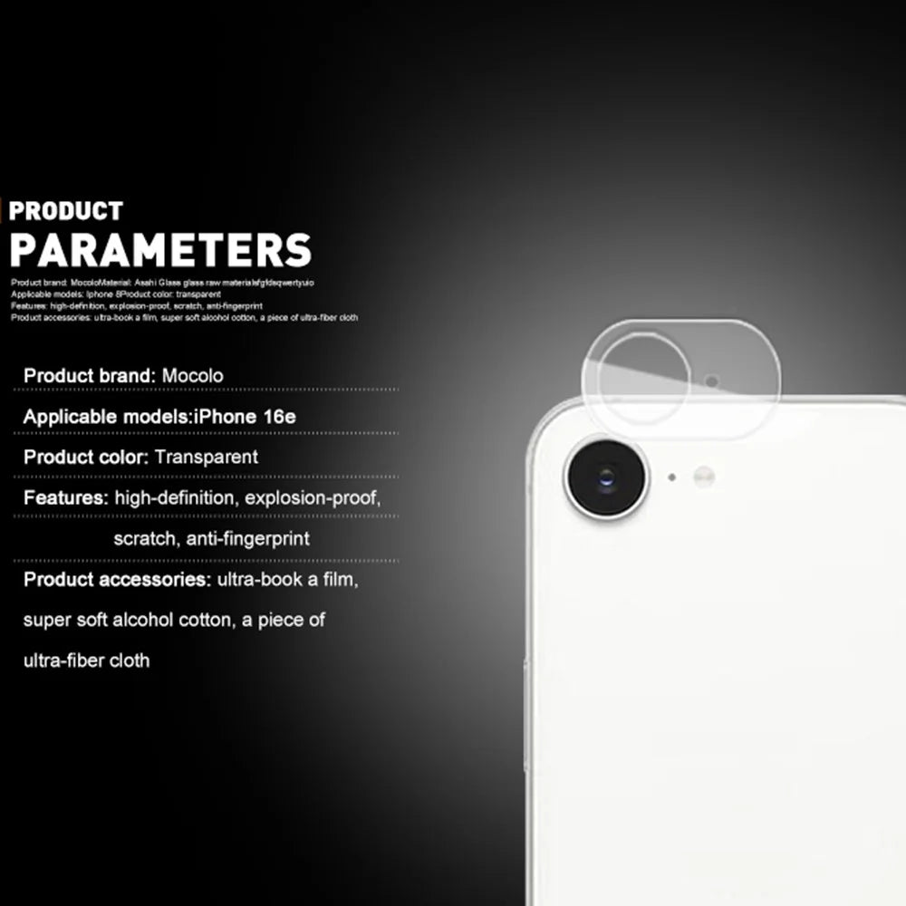 MOCOLO For iPhone 17e / 16e Camera Lens Protector HD Clear Tempered Glass Lens Film - 5