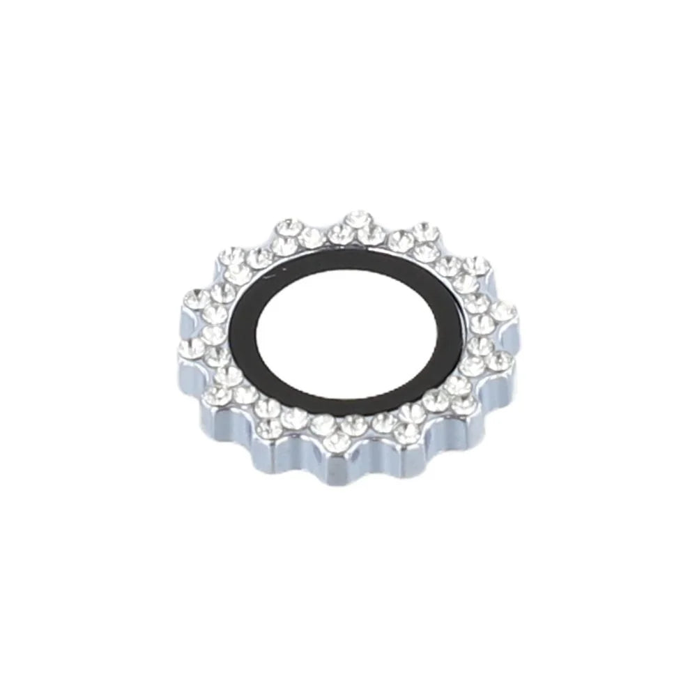 1Set For iPhone 15 Pro / 15 Pro Max Camera Lens Protector Gear Shape Rhinestone Decor Tempered Glass Lens Film - Blue - 4
