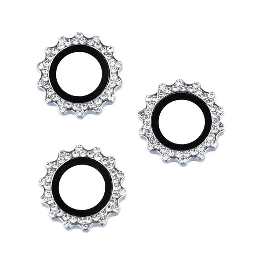 1Set For iPhone 14 Pro / 14 Pro Max Camera Lens Protector Gear Shape Rhinestone Decor Tempered Glass Lens Film - Blue - 2