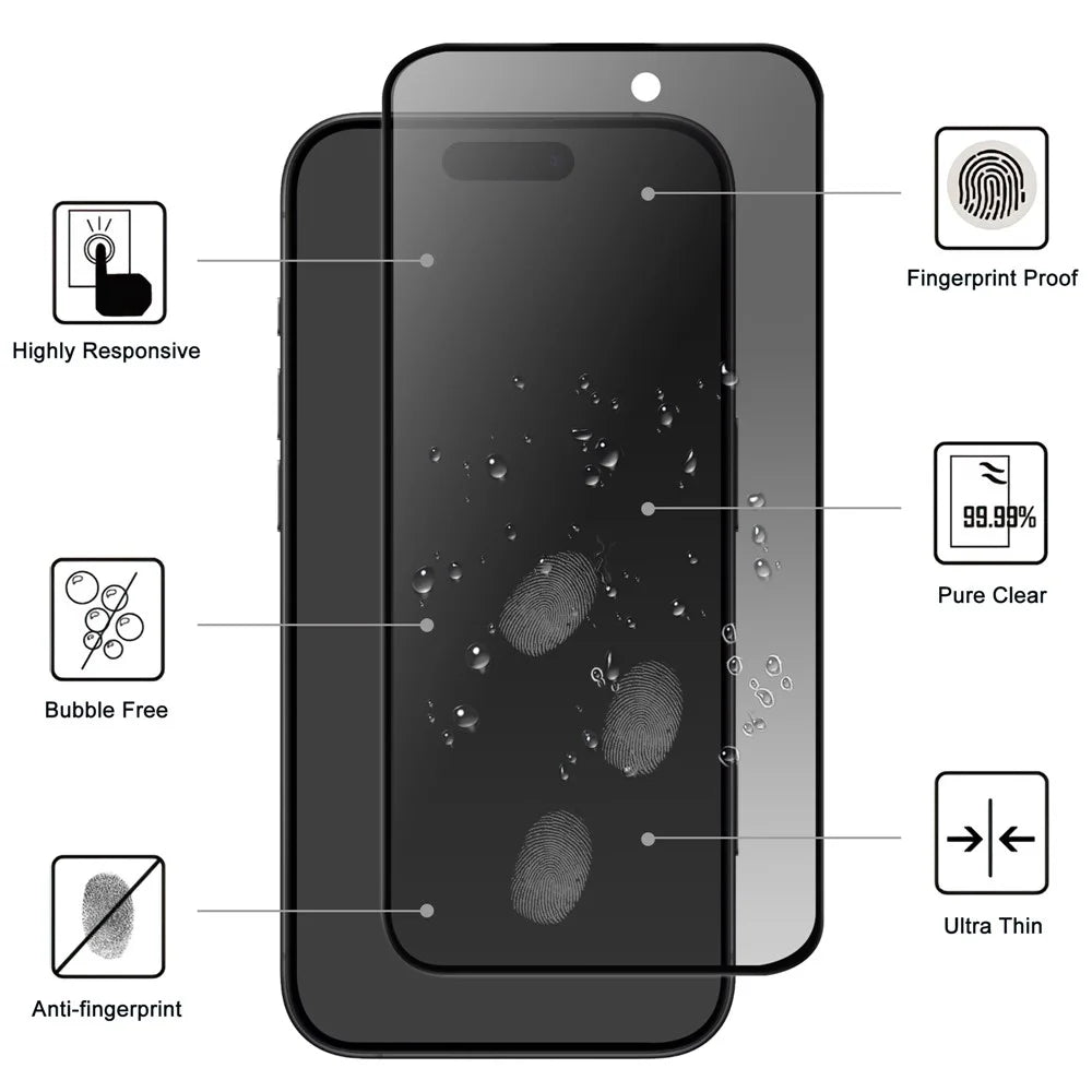 For iPhone Air Tempered Glass Screen Protector 2.5D Arc Edge Anti-Spy Film - 2