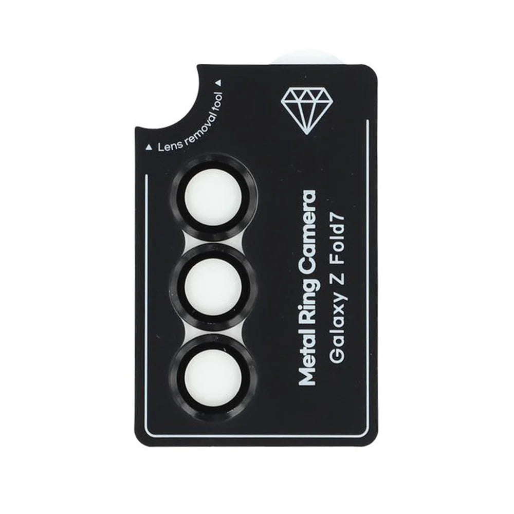 For Samsung Galaxy Z Fold7 5G Camera Lens Protector Set Electroplating Metal + Tempered Glass Individual Lens Film - Black - 2