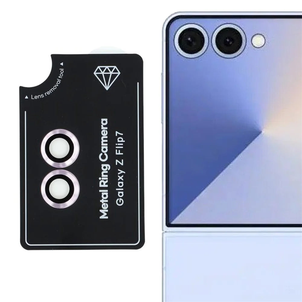 For Samsung Galaxy Z Flip7 5G Camera Lens Protector Set Electroplating Metal + Tempered Glass Individual Lens Film - Purple - 1