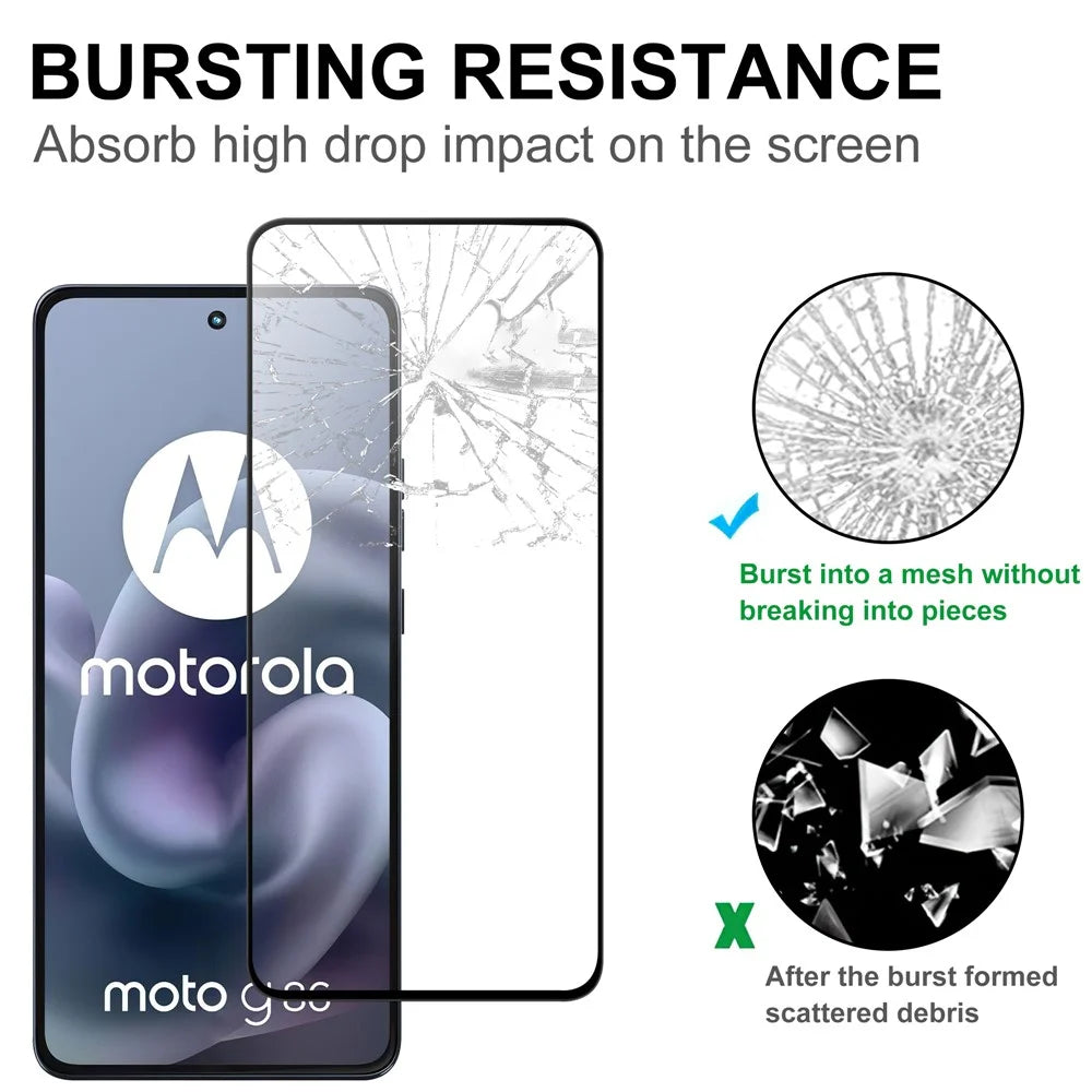 For Motorola Moto G86 Power 5G / G86 5G AGC Tempered Glass with Black Edge Full Glue Full Coverage Screen Protector - 4