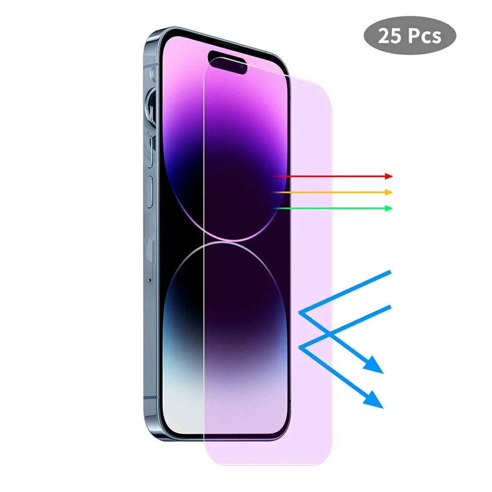 JUNSUNMAY 25Pcs For iPhone 15 Pro Tempered Glass Screen Protector Anti Blue Ray Eye Protection HD Clear Film - 1