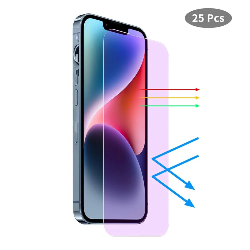 JUNSUNMAY 25Pcs For iPhone 16 Pro Max Tempered Glass Screen Protector Anti Blue Ray Eye Protection HD Clear Film - 1