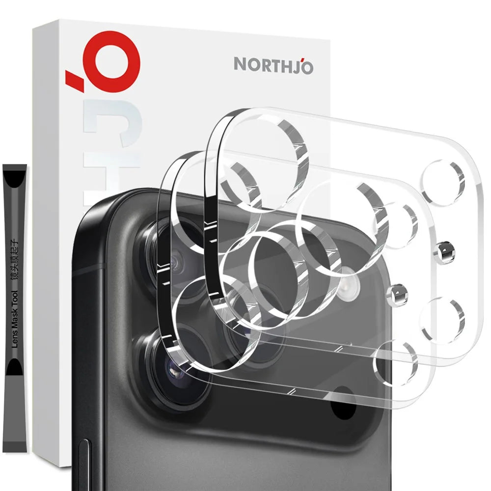 NORTHJO 2Pcs For iPhone 17 Pro Camera Lens Protector Tempered Glass Clear Lens Film 3D Full Coverage - 1