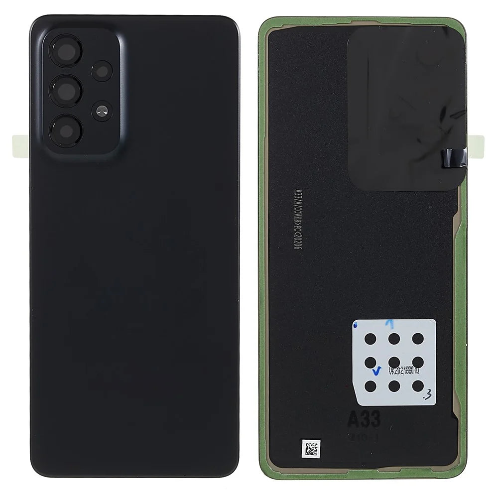 For Samsung Galaxy A33 5G A336 OEM Battery Housing with Adhesive Sticker + Camera Lens Cover - Black - 1