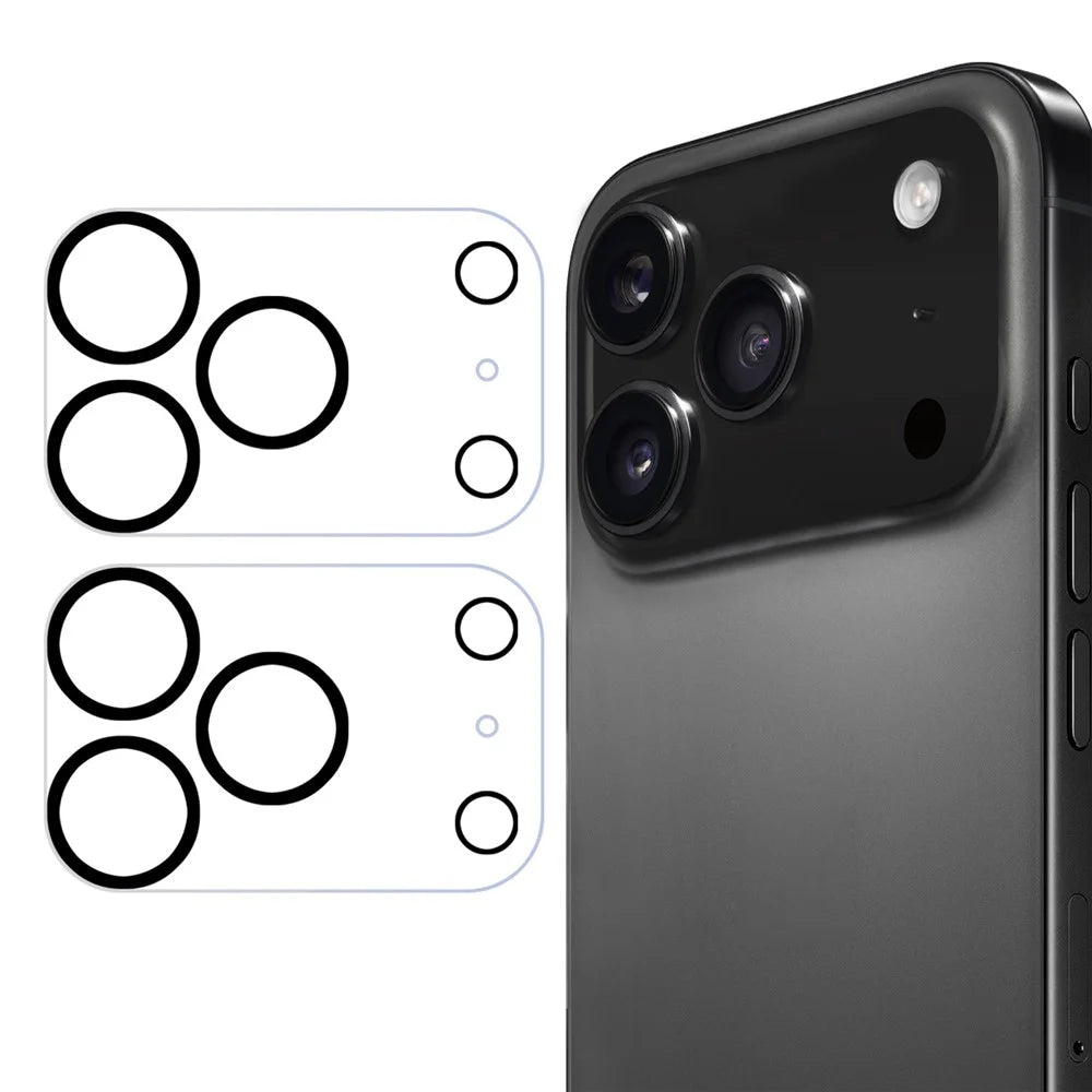 ENKAY HAT PRINCE For iPhone 17 Pro 2Pcs Camera Lens Protector   Tempered Glass Lens Film with Black Ring - Transparent - 1