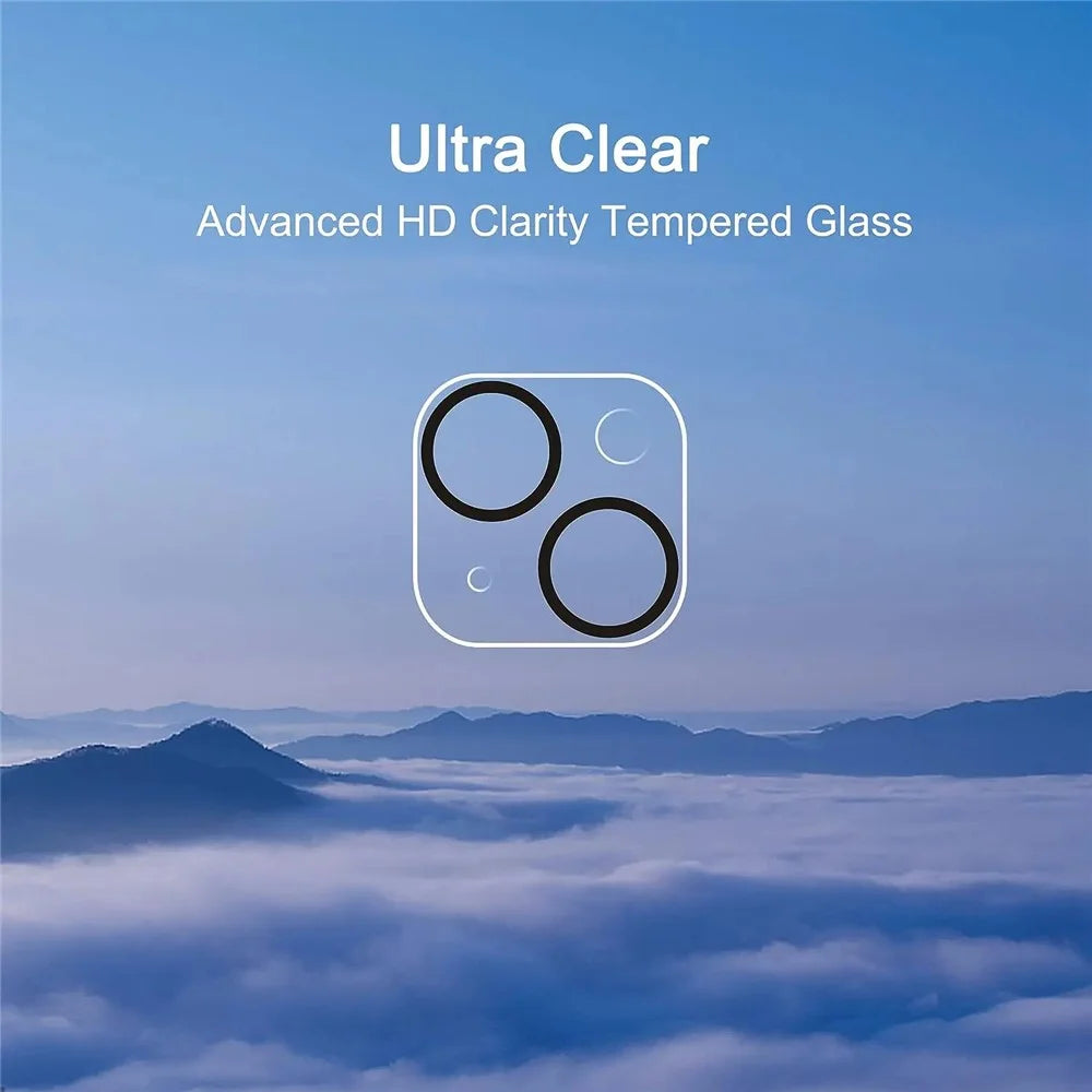 For iPhone 14 / 14 Plus Camera Lens Protector Black Ring Silk Printing Tempered Glass Acrylic Lens Film - 2