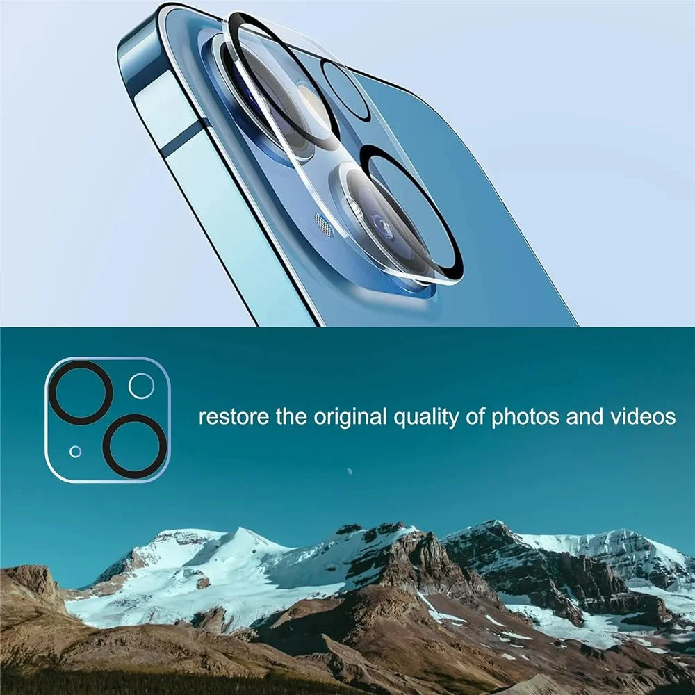 For iPhone 13 / 13 mini Camera Lens Protector Black Ring Silk Printing Tempered Glass Acrylic Lens Film - 5