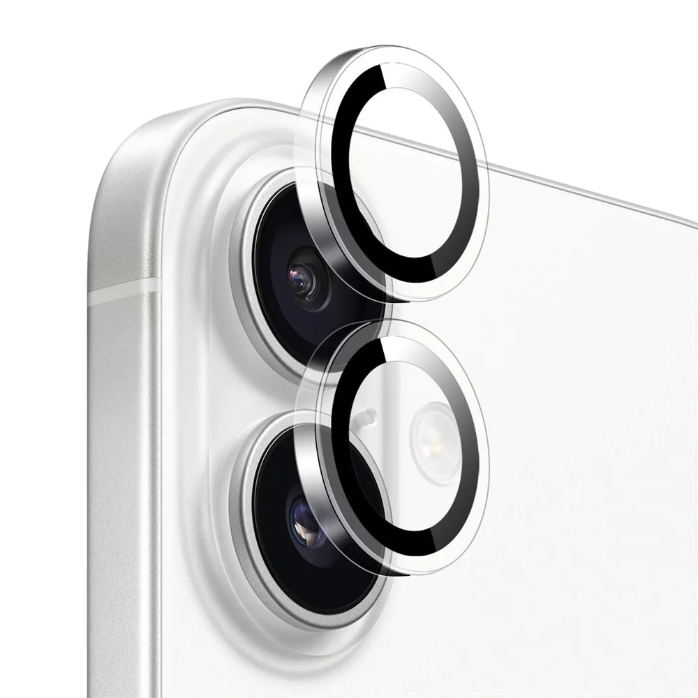NORTHJO 1Set Clear Lens Film for iPhone 16 / 16 Plus Camera Lens Protector Tempered Glass Metal Ring Guard - 2