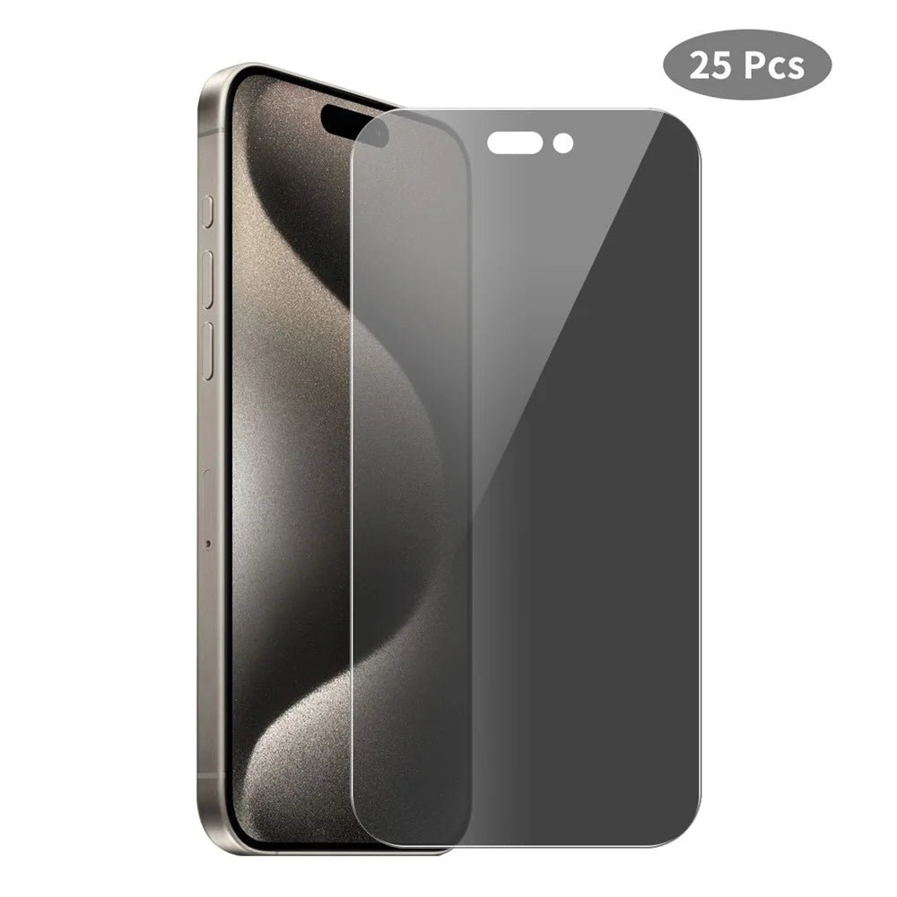 JUNSUNMAY 25Pcs For iPhone 15 Pro Max Anti-Spy Tempered Glass Screen Protector Anti Drop HD Clear Film - 1