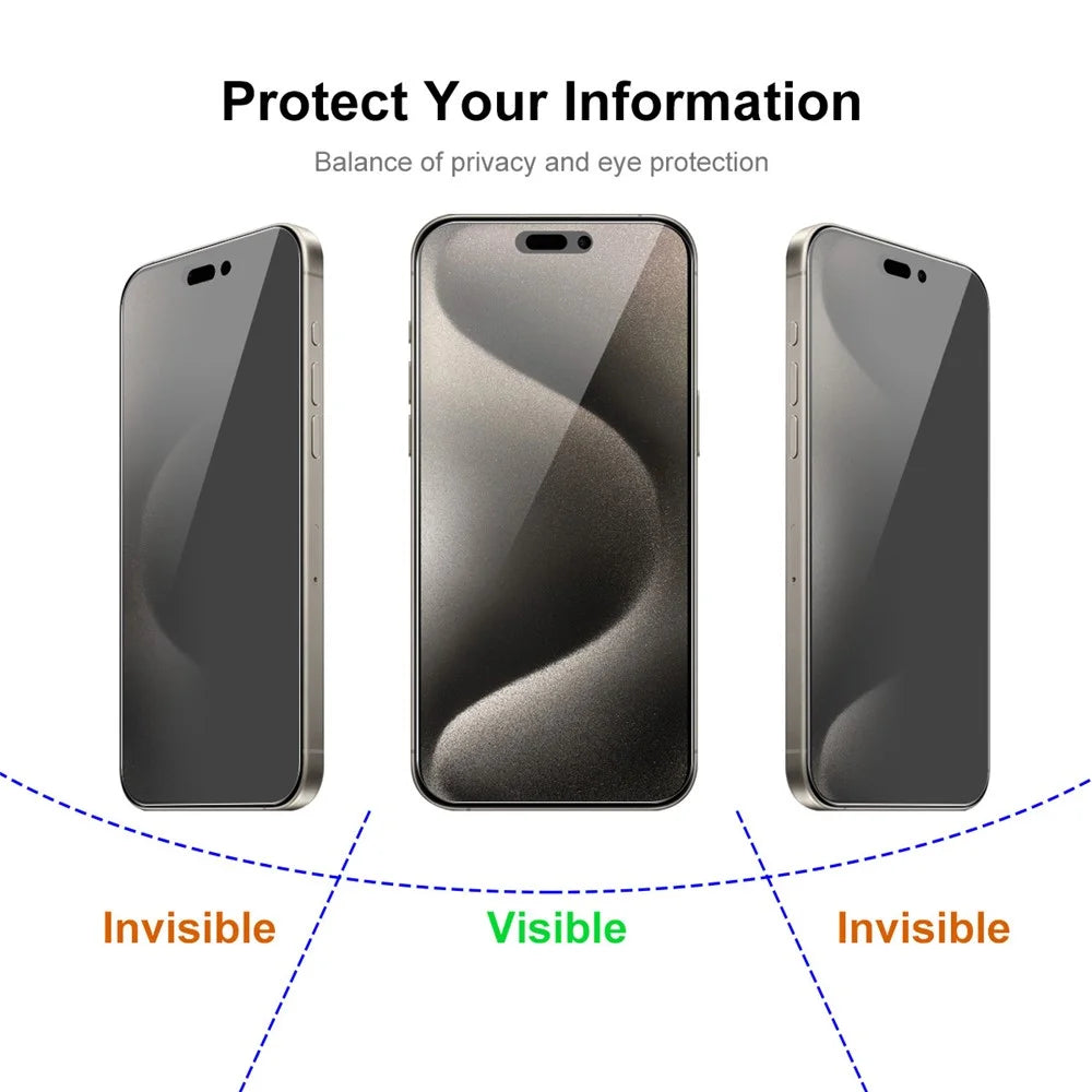 JUNSUNMAY 25Pcs For iPhone 16 Pro Max Anti-Spy Tempered Glass Screen Protector Anti Drop HD Clear Film - 3