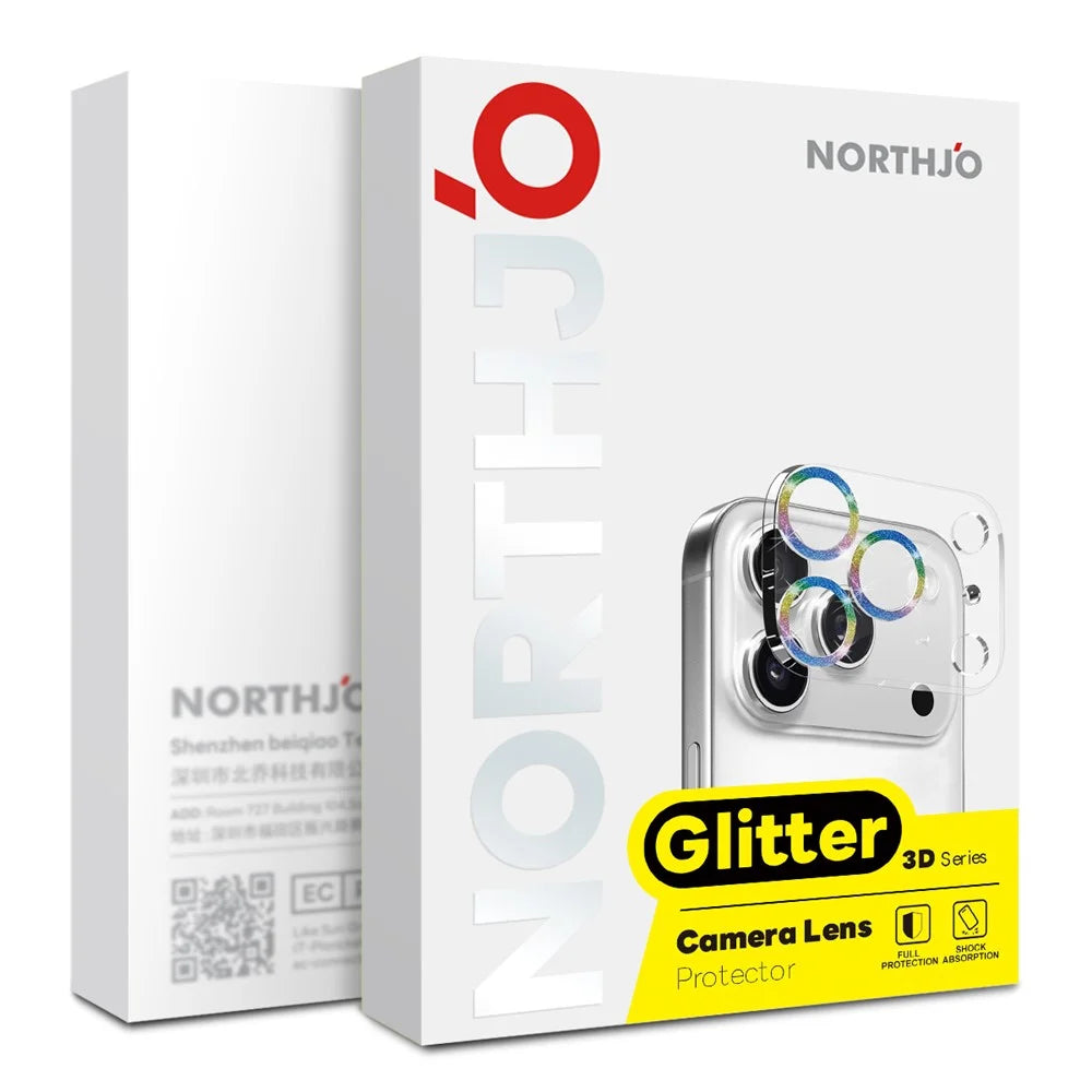 NORTHJO For iPhone Air Camera Lens Protector Glitter Bling Circles Tempered Glass HD Clear 3D Full Coverage - Pink - 5