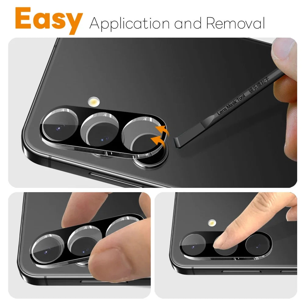 NORTHJO For Samsung Galaxy S25 FE Camera Lens Protector Black Silk Printing 3D Clear Tempered Glass Lens Film - 4
