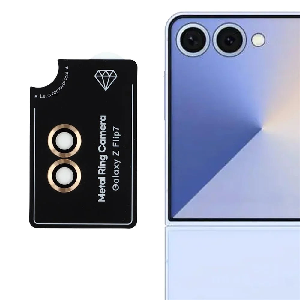 For Samsung Galaxy Z Flip7 5G Camera Lens Protector Precise Positioning Individual Lens Film Set - Gold - 1