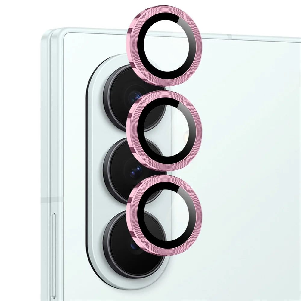 NORTHJO 1 Set For Samsung Galaxy Z Fold7 5G Tempered Glass Camera Lens Film CD Veins Metal Ring Lens Guard - Pink - 2