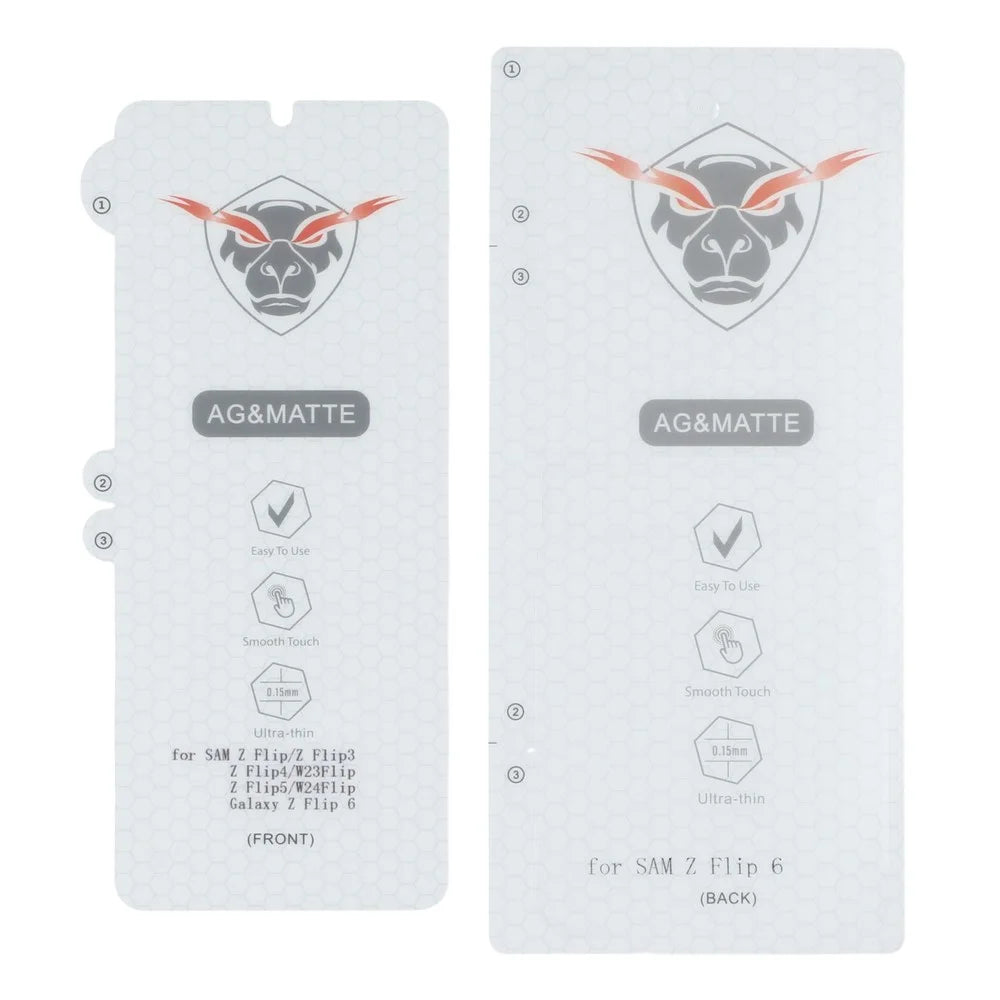 1Set For Samsung Galaxy Z Flip7 FE 5G / Z Flip6 5G Matte Screen Protector Inside + Front Cover Clear TPU Film - 3