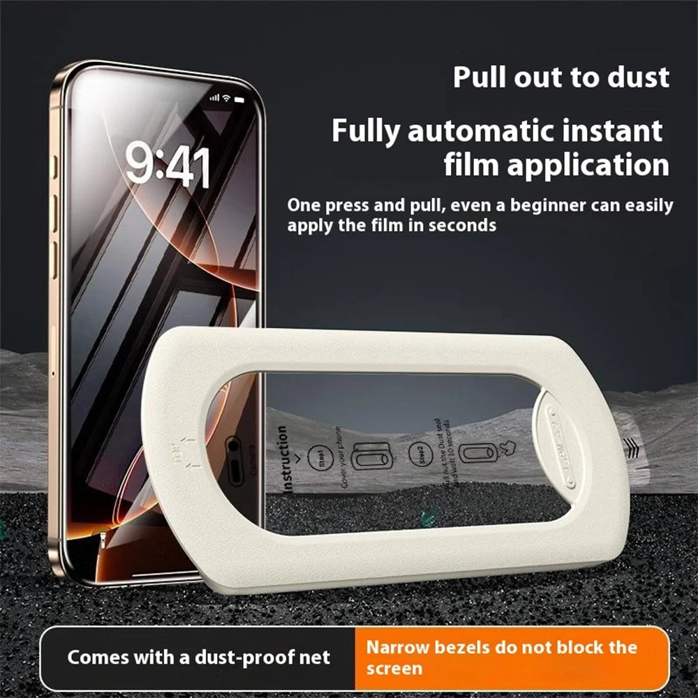 For iPhone 16 / 15 Tempered Glass Film with Dust-Free Auto Applicator HD Full Coverage Screen Protector - 6