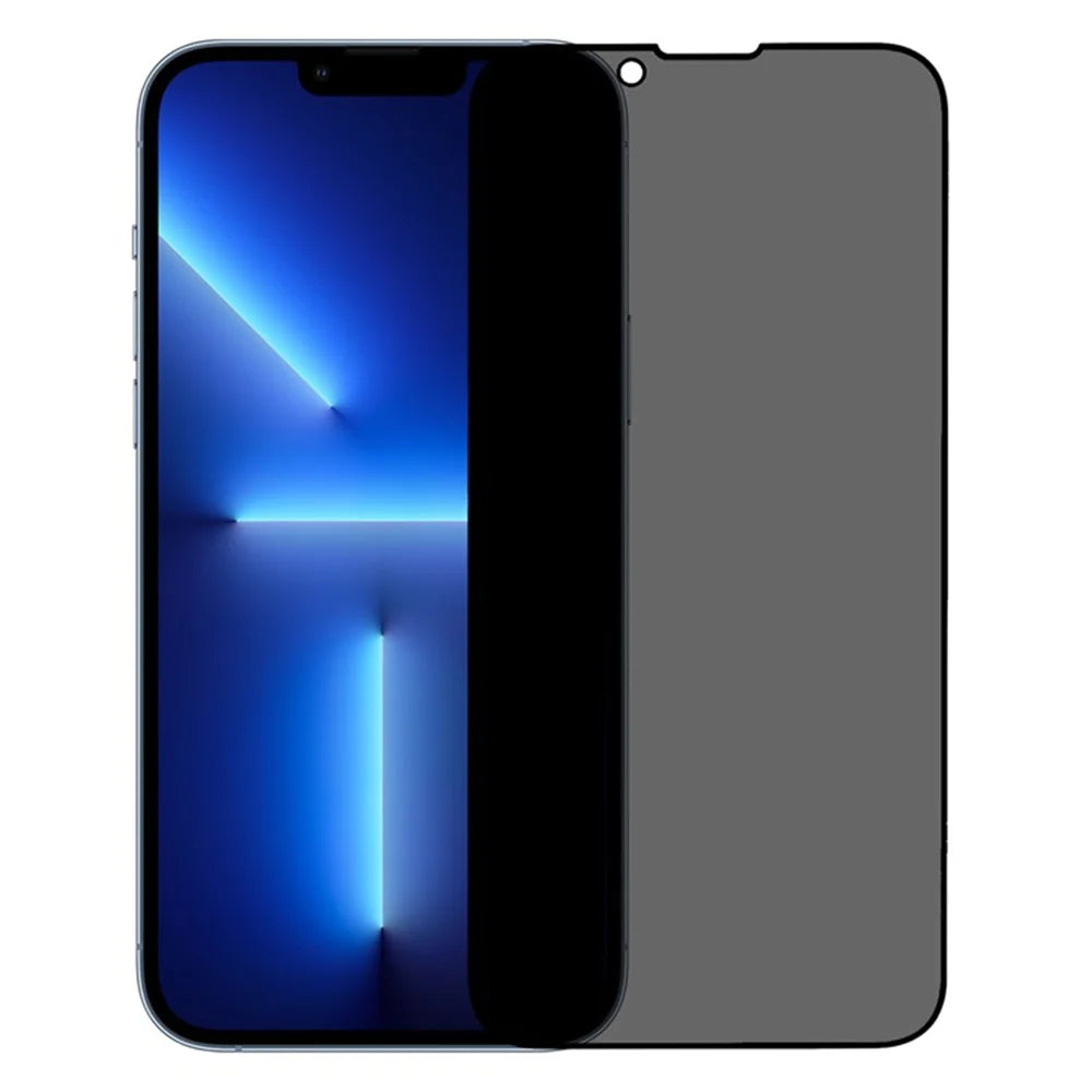For iPhone 13 Pro 6.1 inch / iPhone 13 6.1 inch Anti-spy Screen Protector Full Glue Bright Silk Printing Edge Matte Full Cover Tempered Glass Film - Black - 1