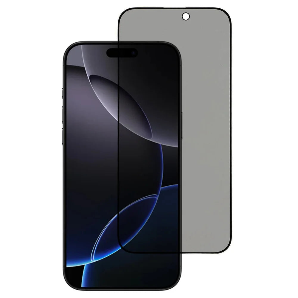 For iPhone 15 Plus / iPhone 16 Plus Anti-spy Screen Protector Full Glue Bright Silk Printing Edge Matte Full Cover Tempered Glass Film - Black - 1