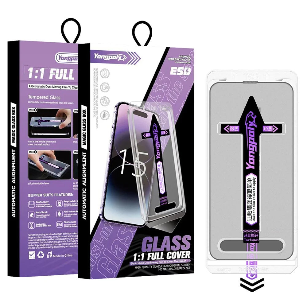 YONGPOLY For iPhone Air Tempered Glass Silk Printing HD Clear Screen Protector with Dust-Proof Net - 1