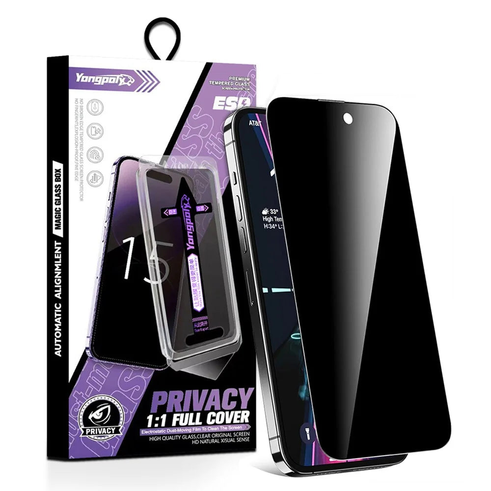 YONGPOLY For iPhone 17 Anti-Spy Full Screen Protector Auto-Dust Removal Tempered Glass Film - 1