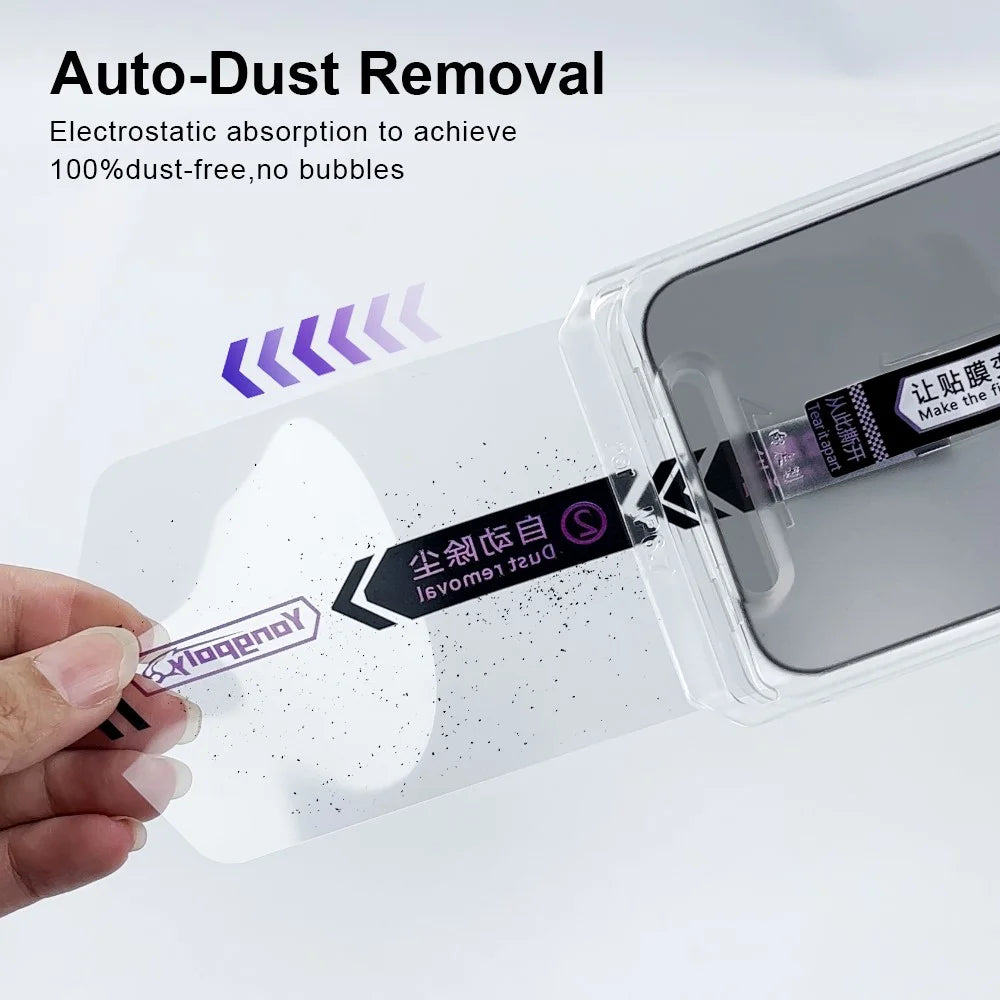 YONGPOLY For iPhone 17 Anti-Spy Full Screen Protector Auto-Dust Removal Tempered Glass Film - 6