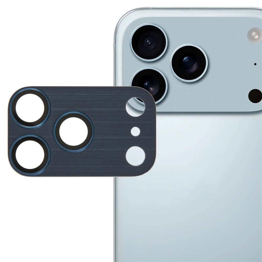 For iPhone 17 Pro Max Camera Lens Protector Brushed Integrated Metal Tempered Glass Lens Film - Black - 1