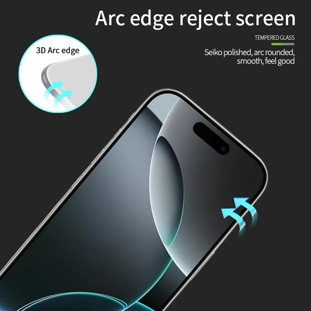 PINWUYO For iPhone 17 Pro Tempered Glass Film  Explosion-proof 9H 3D Full Screen Protector - Black - 2