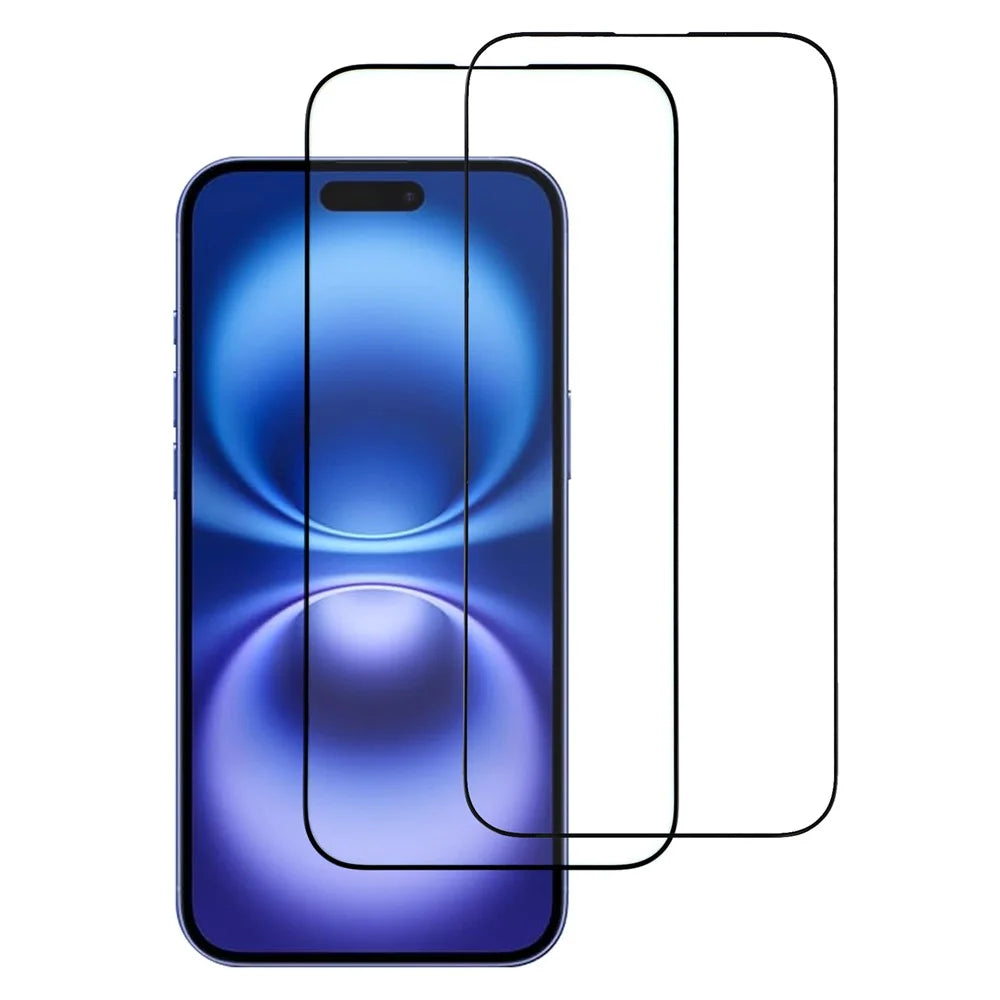 ITIETIE For iPhone 16 2PCS Tempered Glass 2.5mm High Aluminum Screen Protector Silk Printing Film - 1