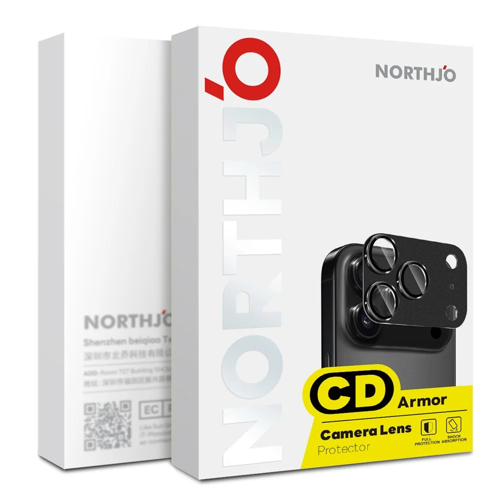 NORTHJO For iPhone 17 Camera Lens Protector CD Veins Integrated Metal Tempered Glass Lens Film - Black - 4