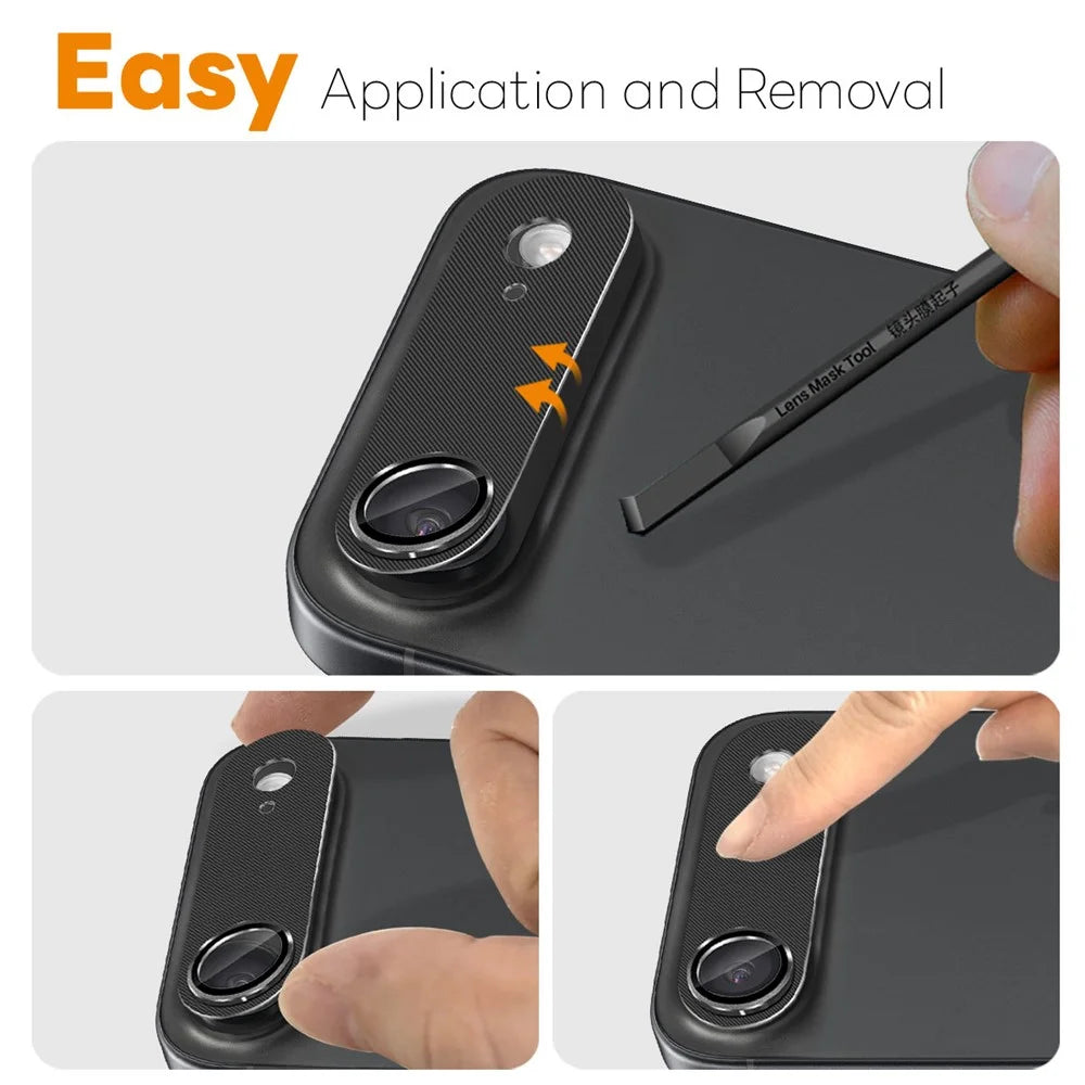 NORTHJO For iPhone Air Camera Lens Protector CD Veins Integrated Metal Tempered Glass Lens Film - Black - 3