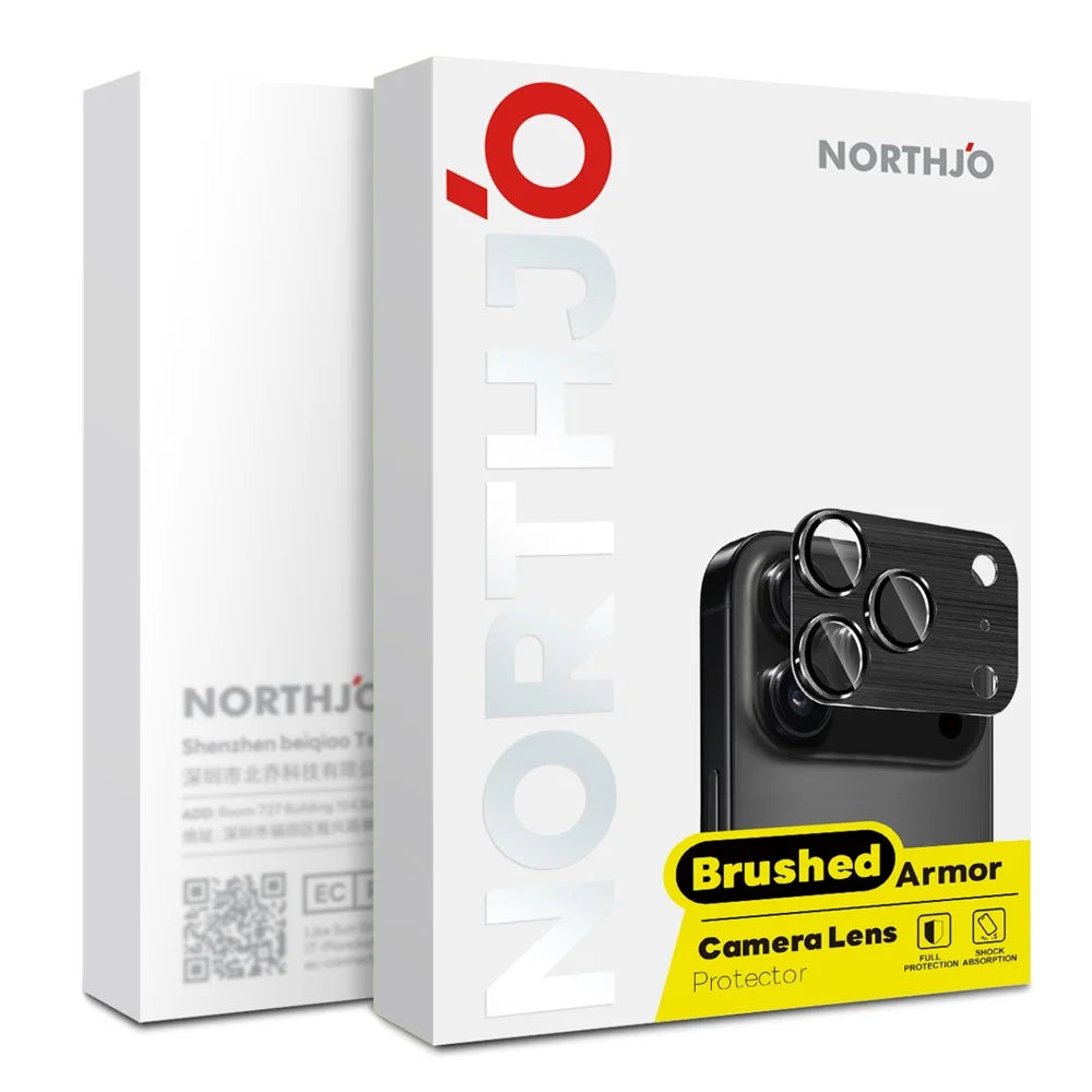 NORTHJO For iPhone 17 Pro Camera Lens Protector Brushed Integrated Metal Tempered Glass Lens Film - Orange - 4