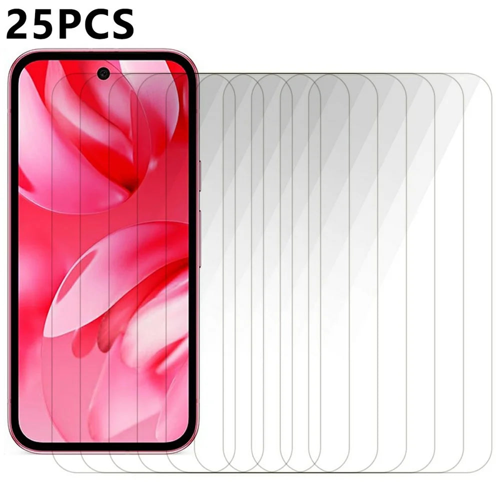 25Pcs For Google Pixel 9a Tempered Glass High Definition Screen Protector Film (No Package, with Wipes Set, Dust-absorber, Guide Sticker) - 1