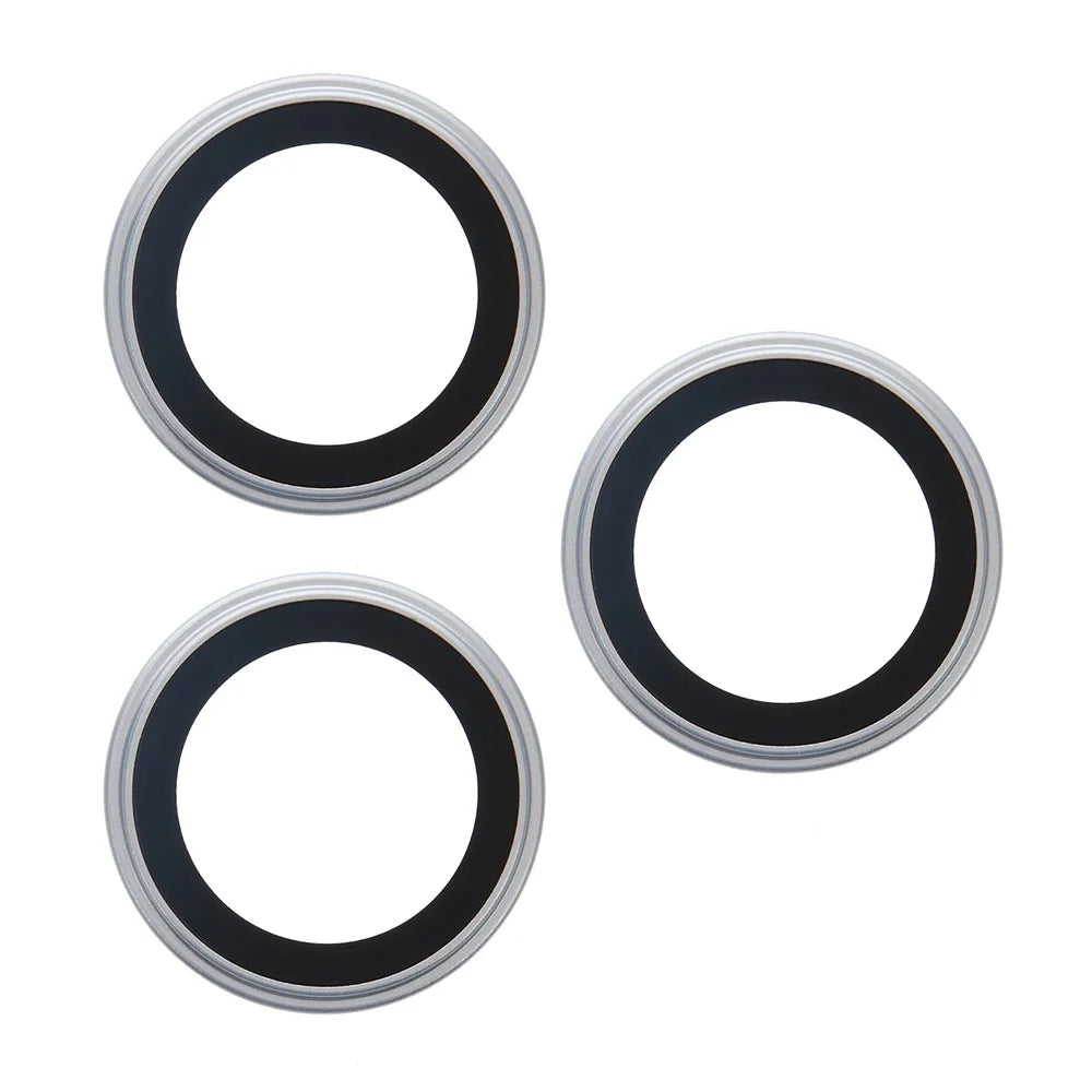 For iPhone 17 Pro / 17 Pro Max Camera Lens Protector Metal Ring Tempered Glass Lens Film (Raised Edge) - Silver - 2