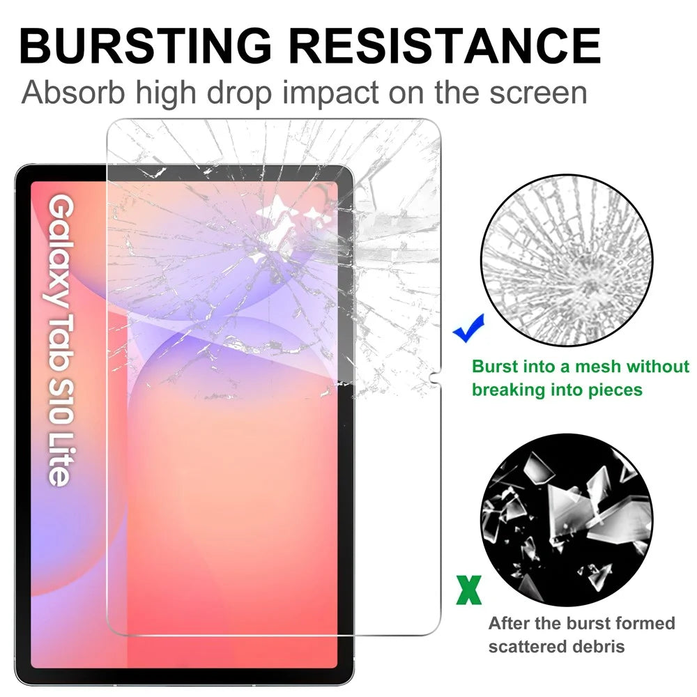For Samsung Galaxy Tab S10 Lite Screen Protector Anti-Shatter Arc Edge Tempered Glass Film - 4