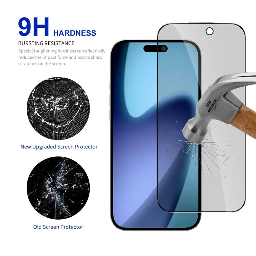RURIHAI For iPhone 17 Pro Privacy Tempered Glass Screen Protector Anti-Spy High Aluminium-Silicon Glass Film - 4